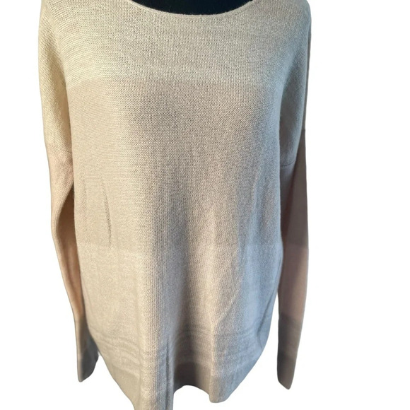 Vince 100% Cashmere Neutrals Colorblock Ombré Lightweight Sweater Blush Ivory S - Picture 1 of 11